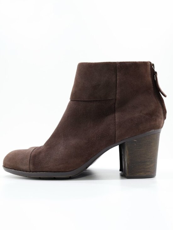 Clarks Shoes - Clarks Enfield Tess Brown Suede 3" Block Heel Ankle Booties - 9.5